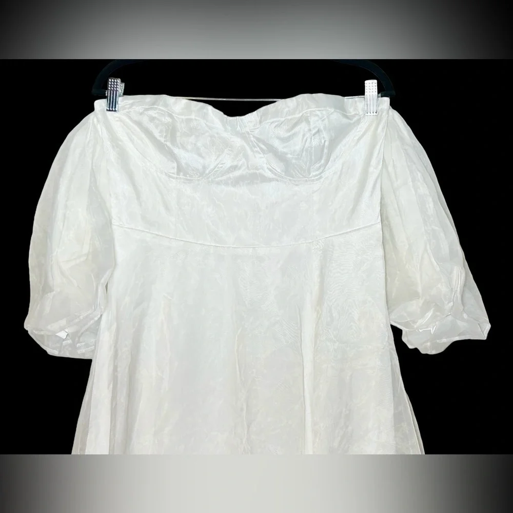 NWT Lulus True Excellence White Bustier Off-The-Shoulder Gown, Size Large - Picture 7 of 15